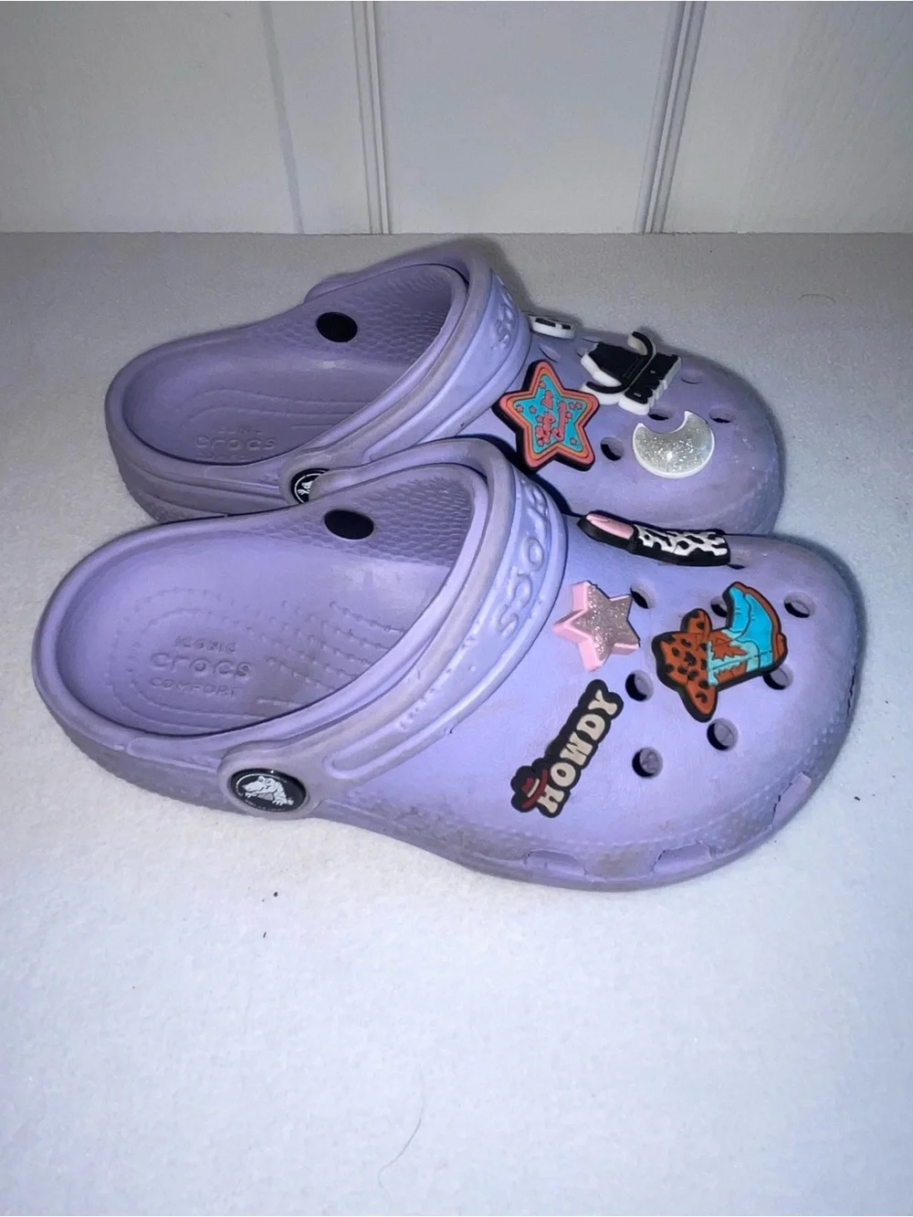 CROCS Kids Lavender Slip-On Clogs with Fun Charms